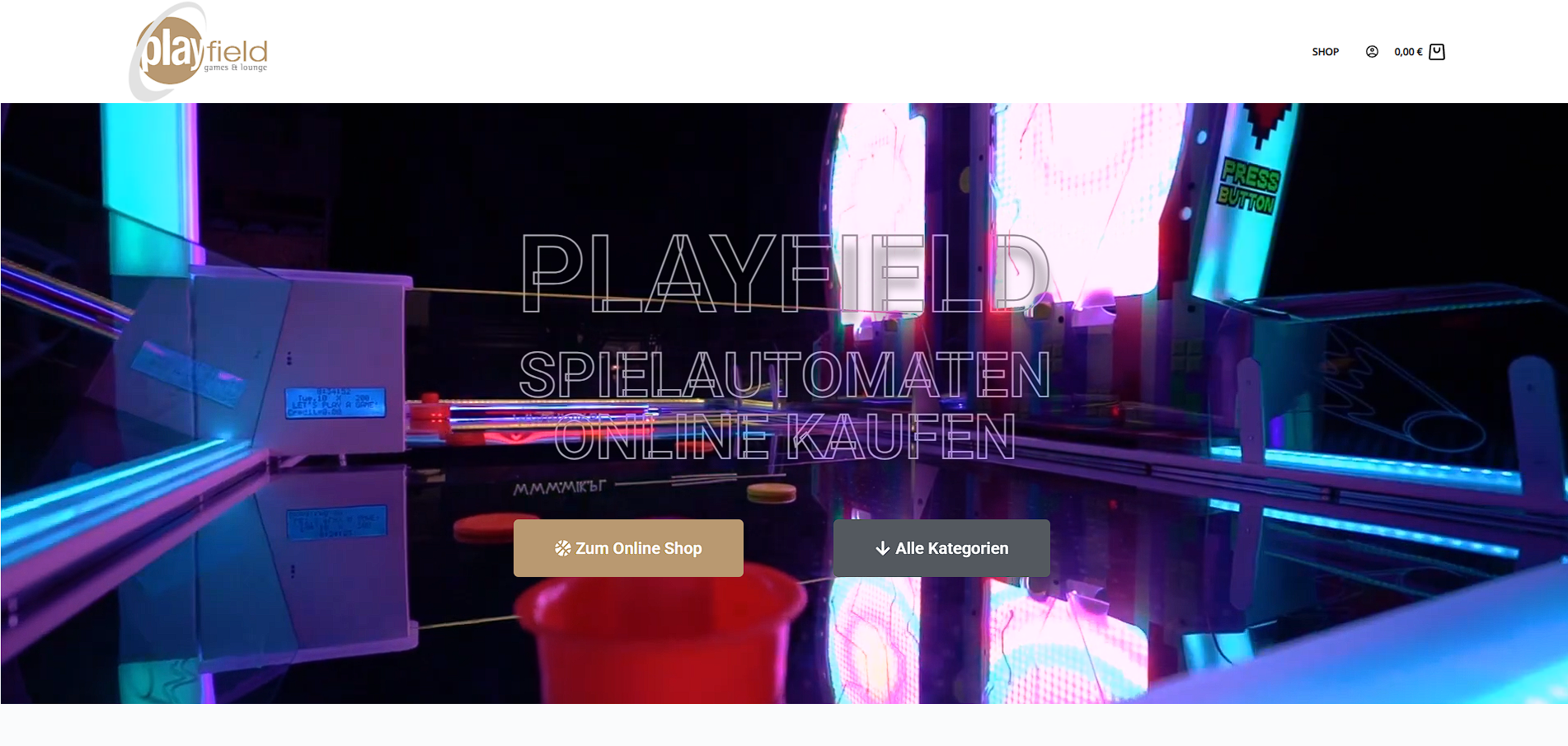Playfield Spieleautomaten Webdesign - NextPuls Gaming Referenz