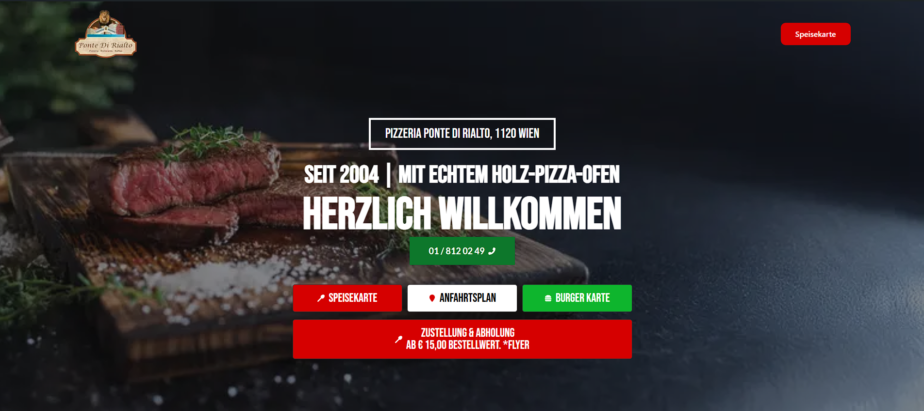 Ponte di Rialto Pizzeria Webdesign Wien - NextPuls Italienisches Restaurant Referenz